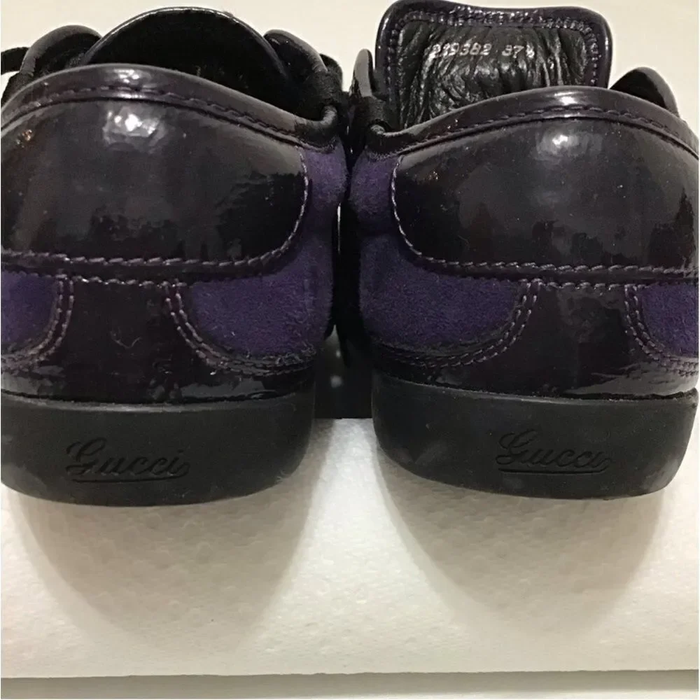 GUCCI Purple Suede Low Top Lace Up Sneakers Size 7 1/2